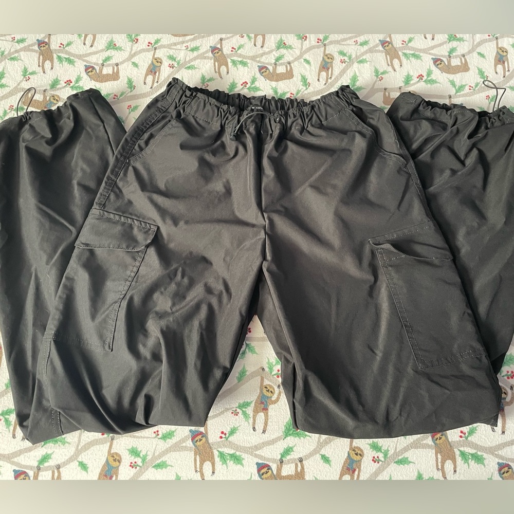 Black adjustable parachute pants